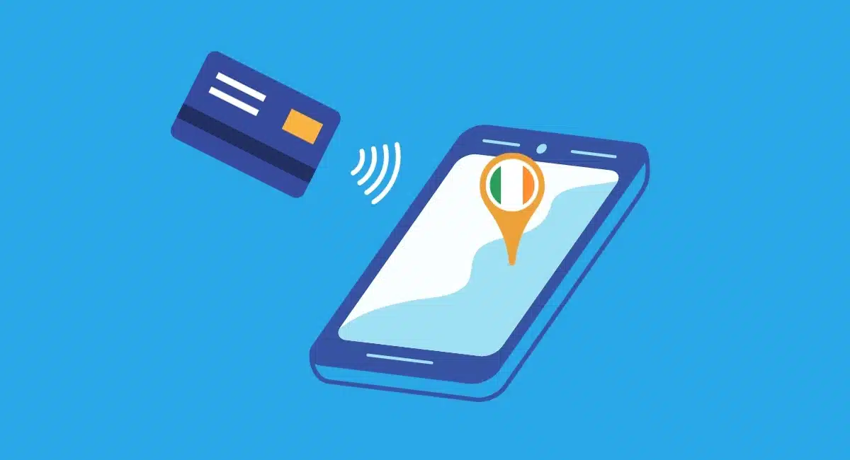 contactless card paying on Irish smartphone