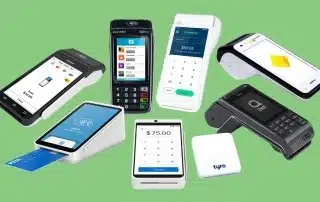 8 EFTPOS machines on green background