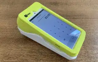 Teya card terminal with yellow casing