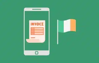 Invoice on phone screen with Irish flag on the right
