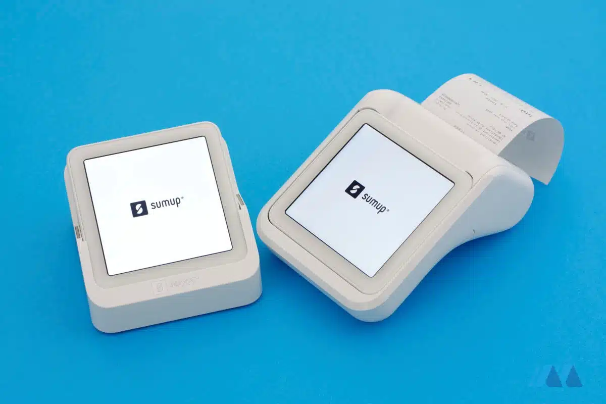 SumUp Solo card readers on blue background