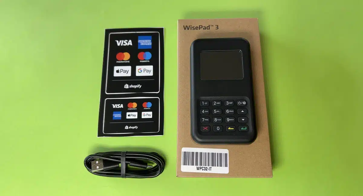 Shopify card reader package contents