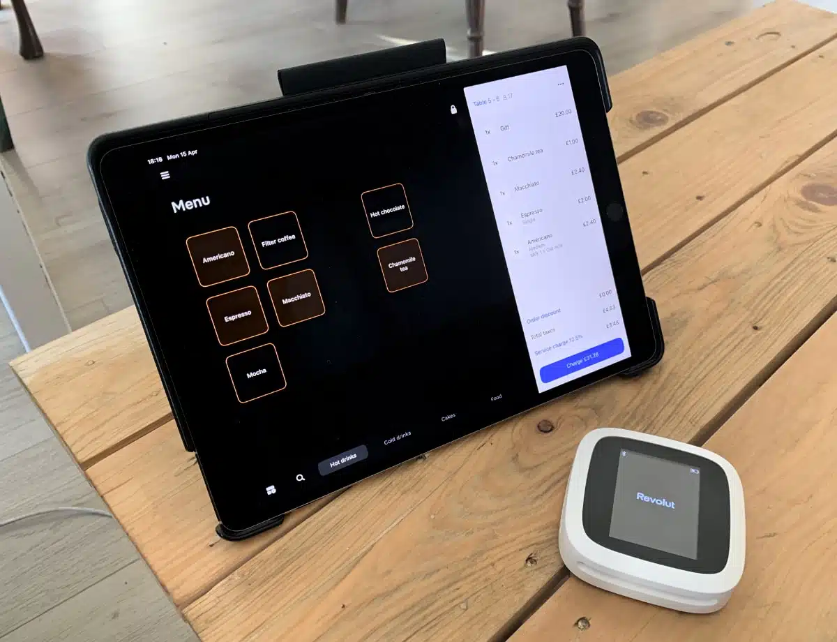 Revolut POS app on iPad with a Revolut Reader