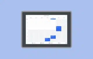 Square Appointments tablet screen on blue background