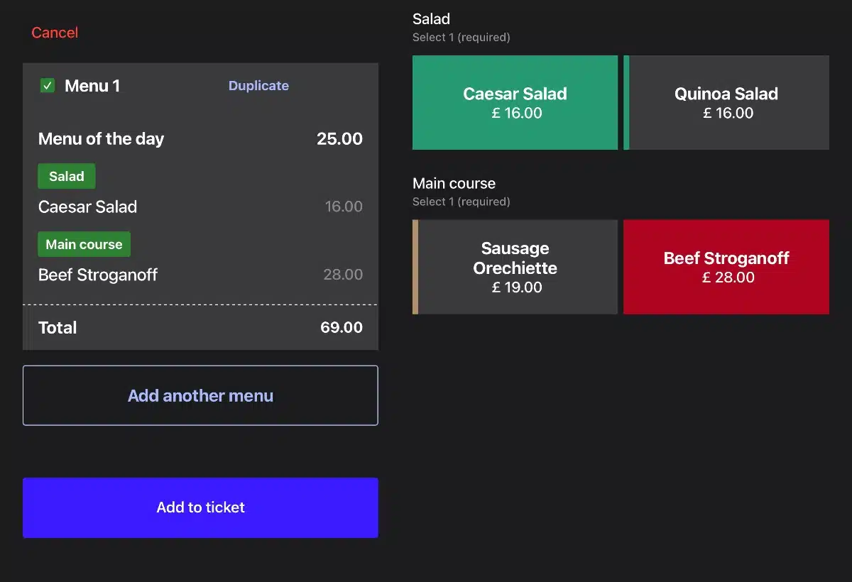 Lightspeed Restaurant has some good customisable menu options Menu of the Day options in the Lightspeed Restaurant app