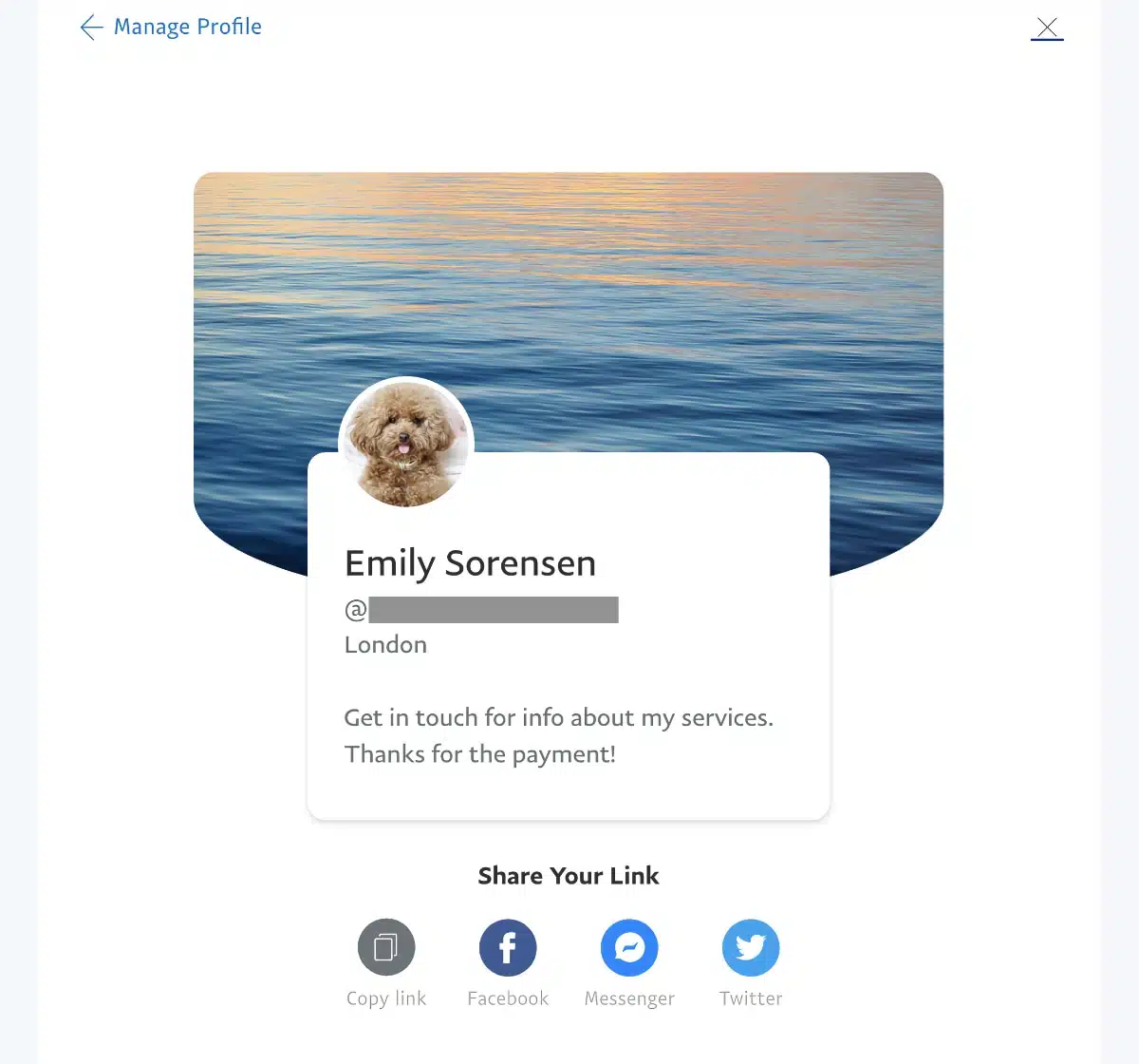 Here’s an example of a PayPal.Me link sharing page Our UK Editor's PayPal.Me link sharing page