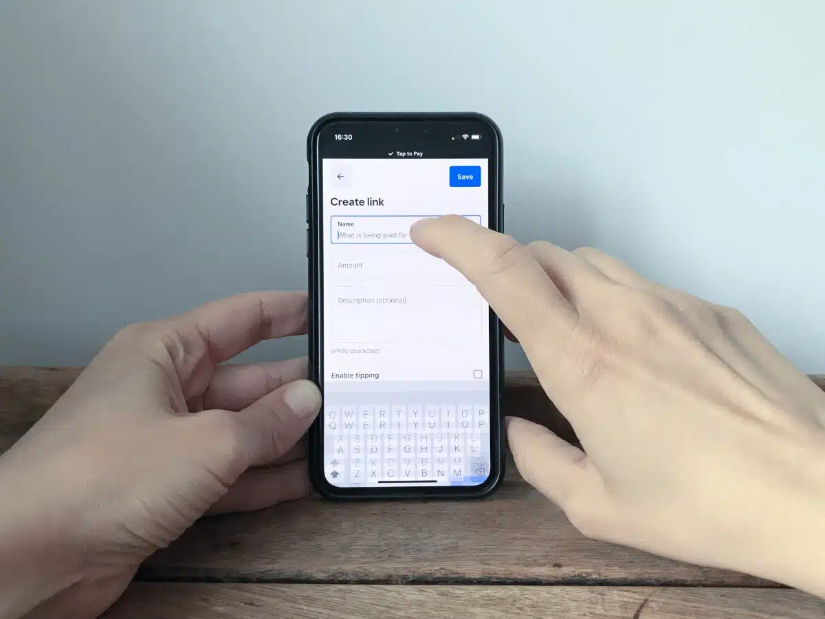 Square Payment Links were easy to create and send from our iPhone