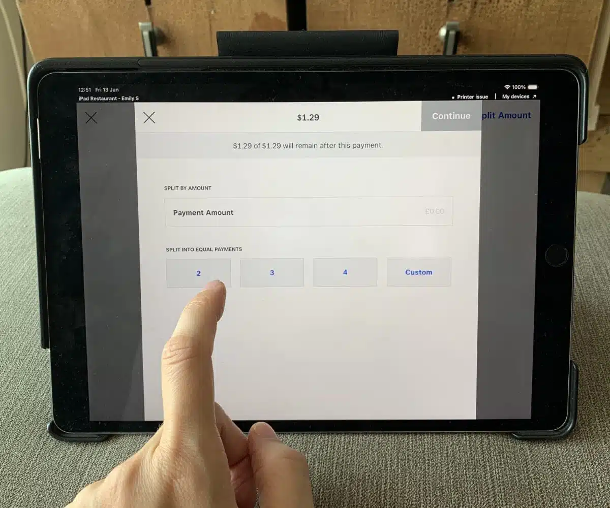 Square for Restaurants has a bill-splitting function alongside more advanced features Square for Restaurants split bill function we tested
