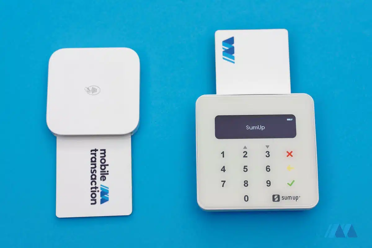 We tried the Square Reader and SumUp Air card readers many times Square Reader and SumUp Air with Mobile Transaction debit cards inserted