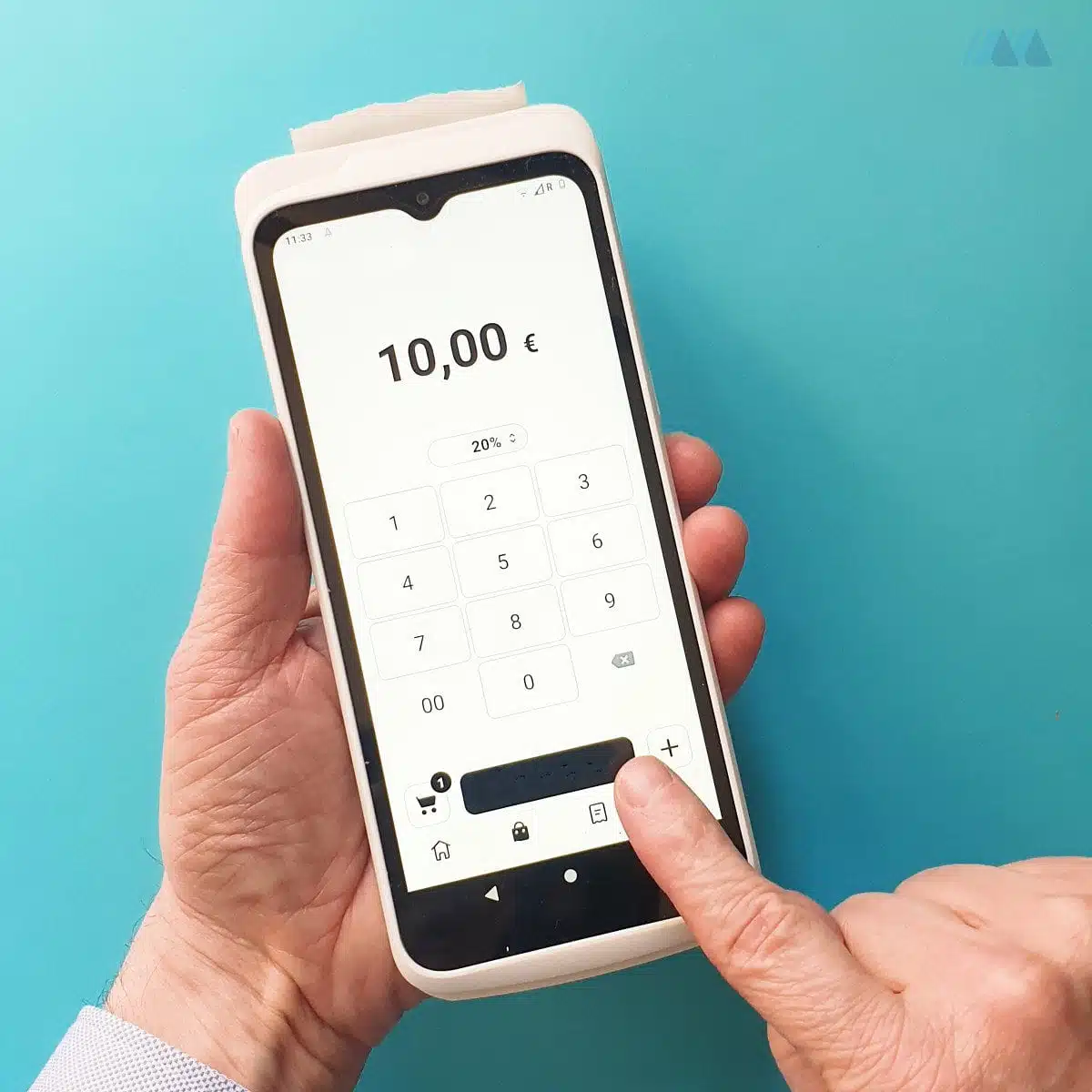 Our SumUp Terminal worked well for both simple and itemised transactions SumUp Terminal with a €10 transaction we are confirming with a finger tap