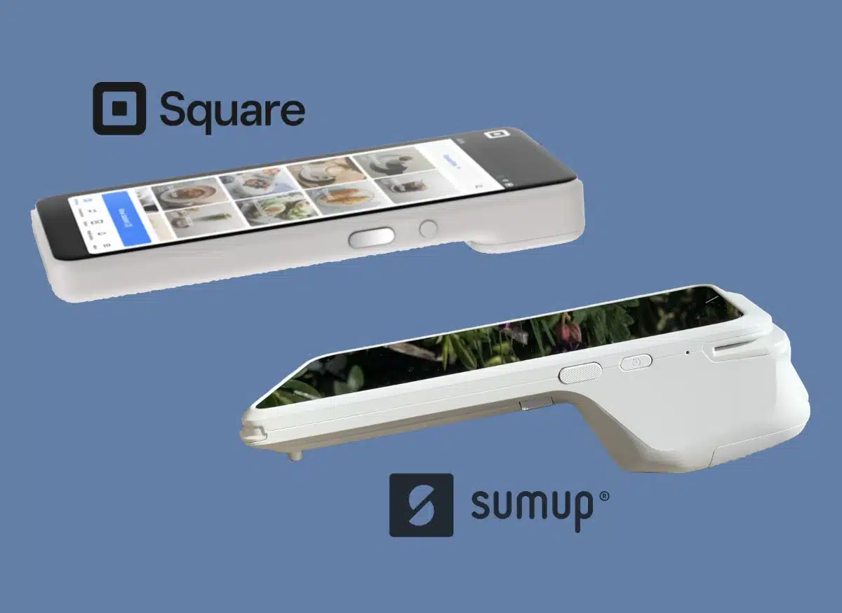 Square Handheld and SumUp Terminal next to each other