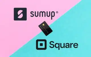 SumUp vs Square logos with card in between
