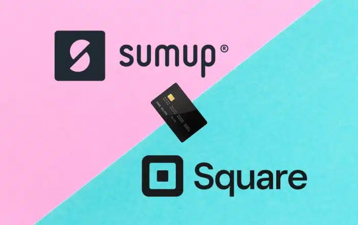 SumUp vs Square logos with card in between