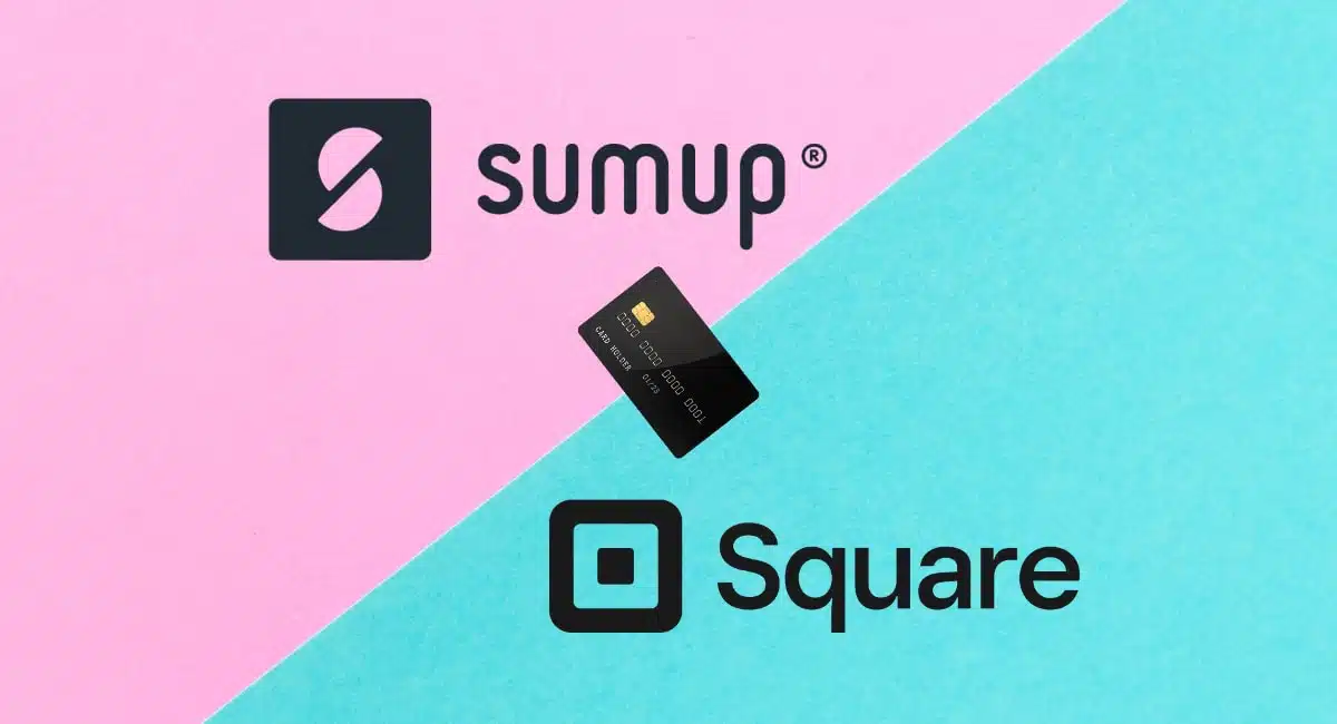 SumUp vs Square logos with card in between