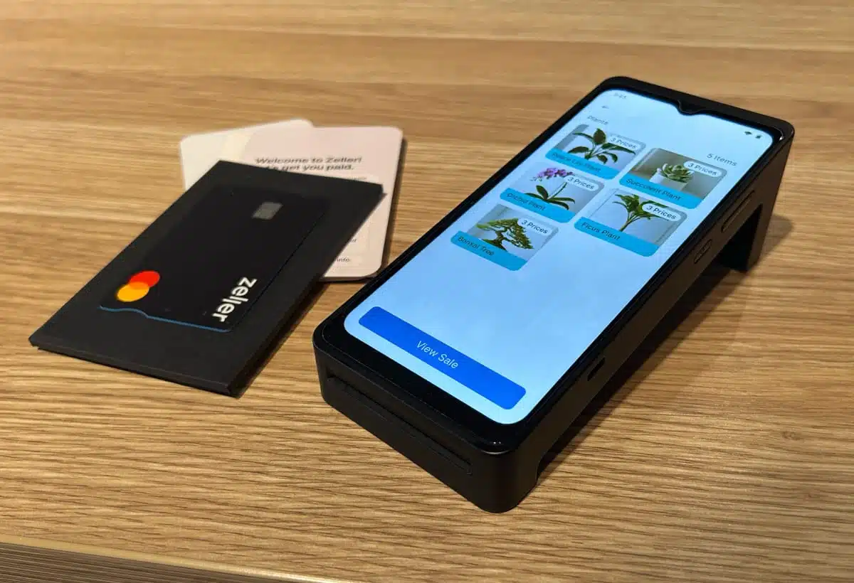 Zeller Terminal 2 next to a Zeller card