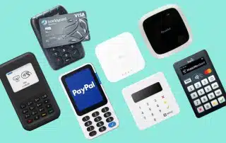 7 card payment readers alongside each other