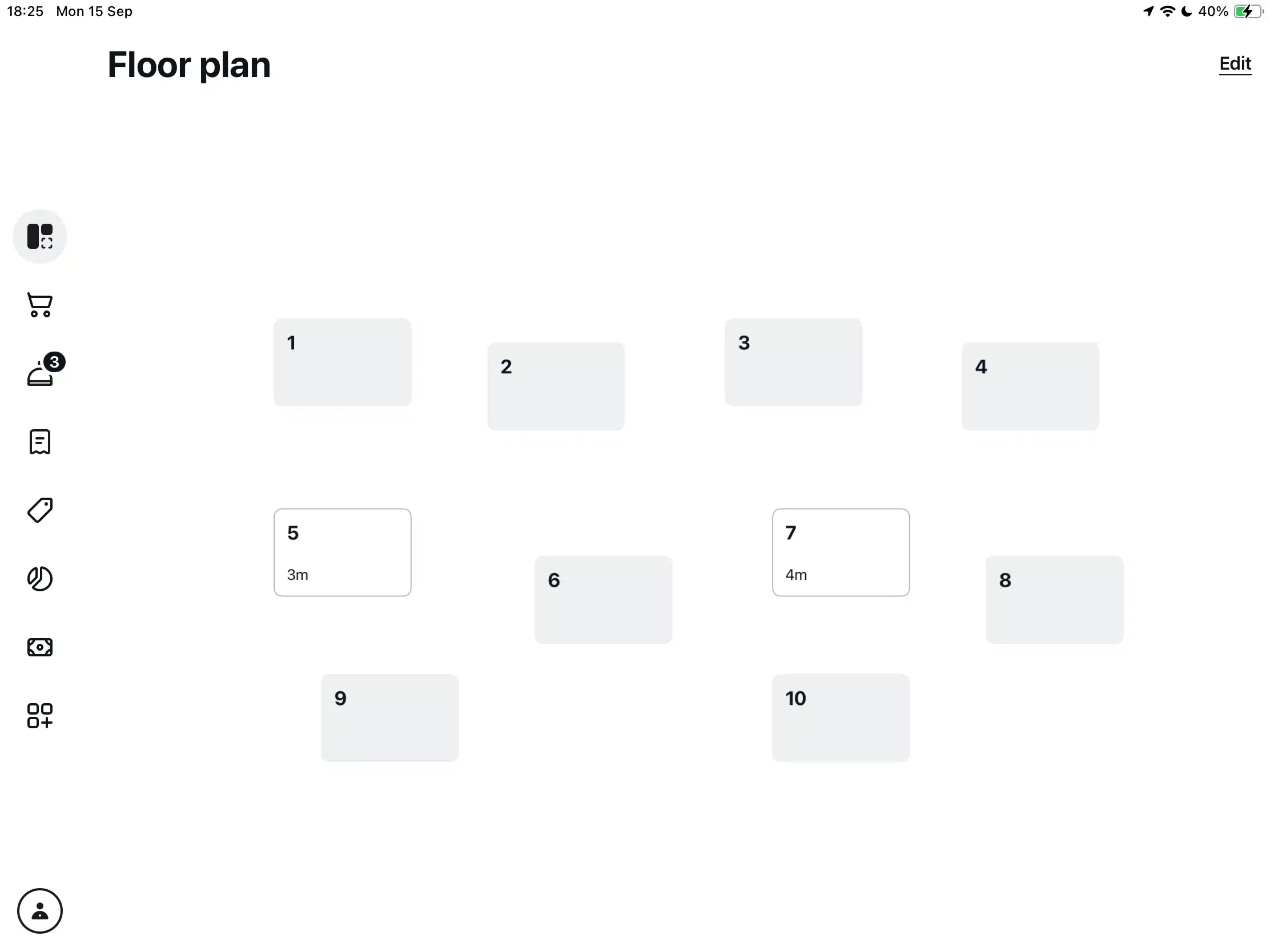 SumUp POS Plus – floor plan in the app
