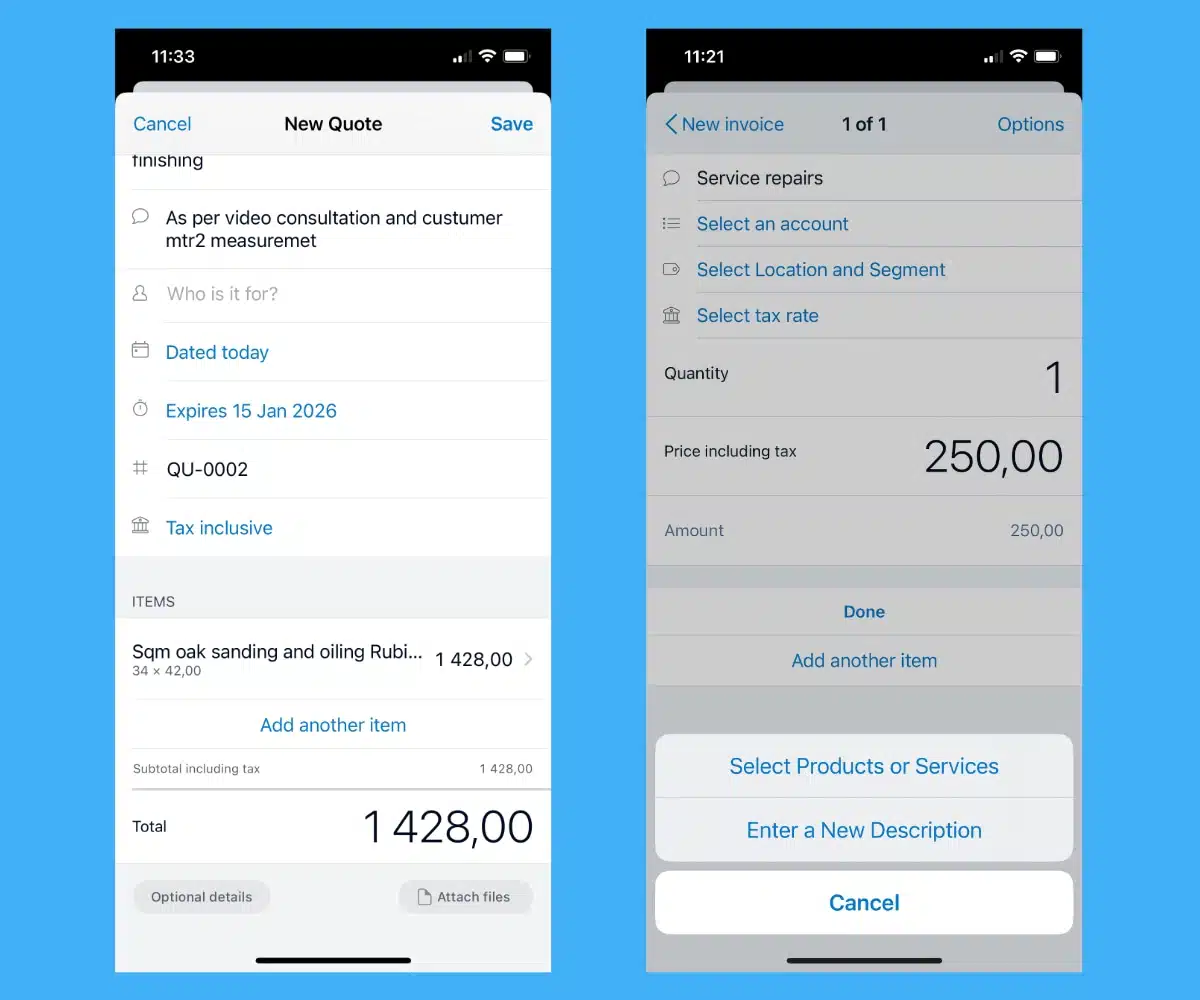 Xero invoices are easy to create, send and monitor in the app Xero invoice screens in our mobile app