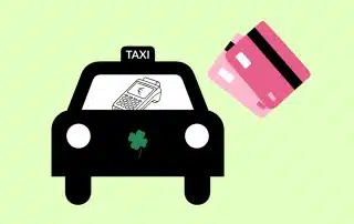 Taxi with card machine inside