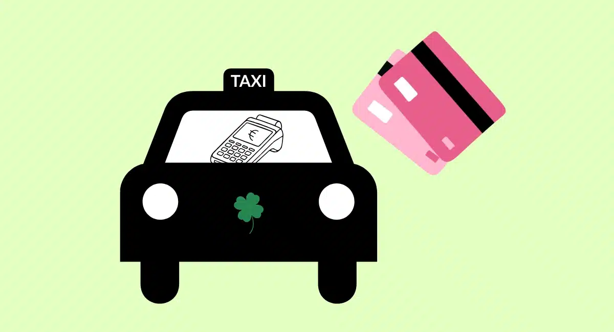 Taxi with card machine inside