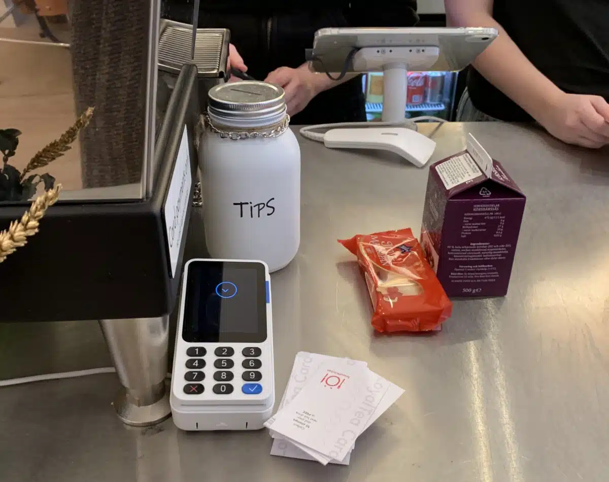 PayPal Reader on a cafe counter