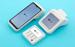 SumUp sells three different types of card machines that are white