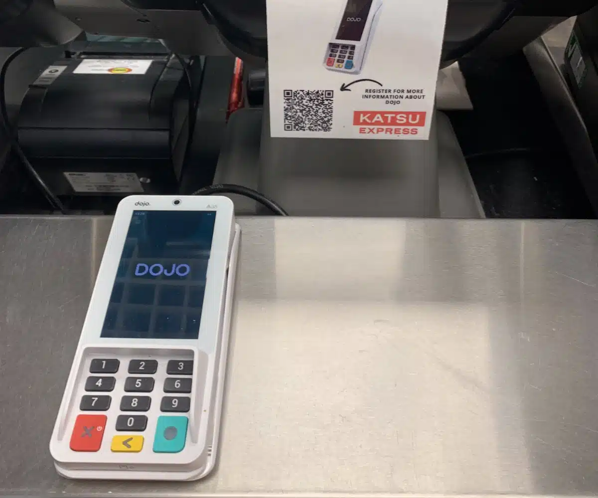 Dojo Wired on a takeaway counter in London