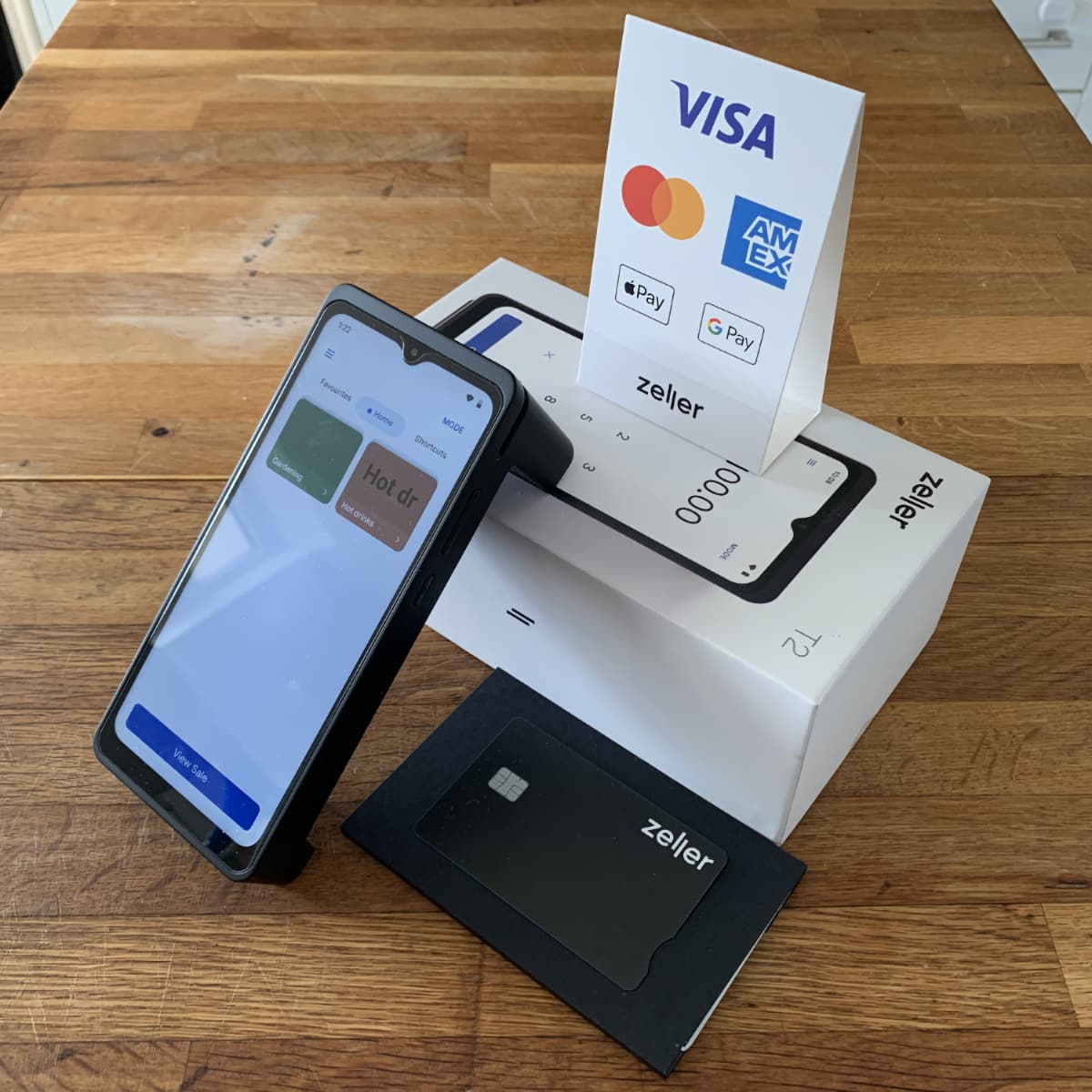 Zeller Terminal 2 comes with a business debit card for managing funds Zeller T2 EFTPOS terminal with debit card