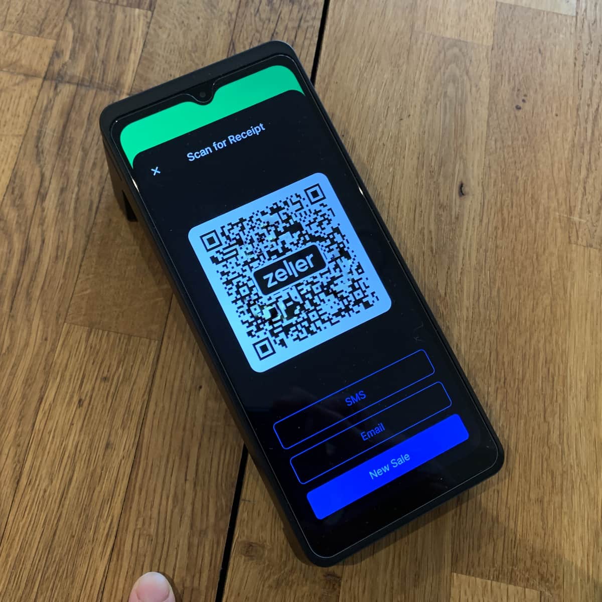 Zeller Terminal 2 can display a QR code for a receipt